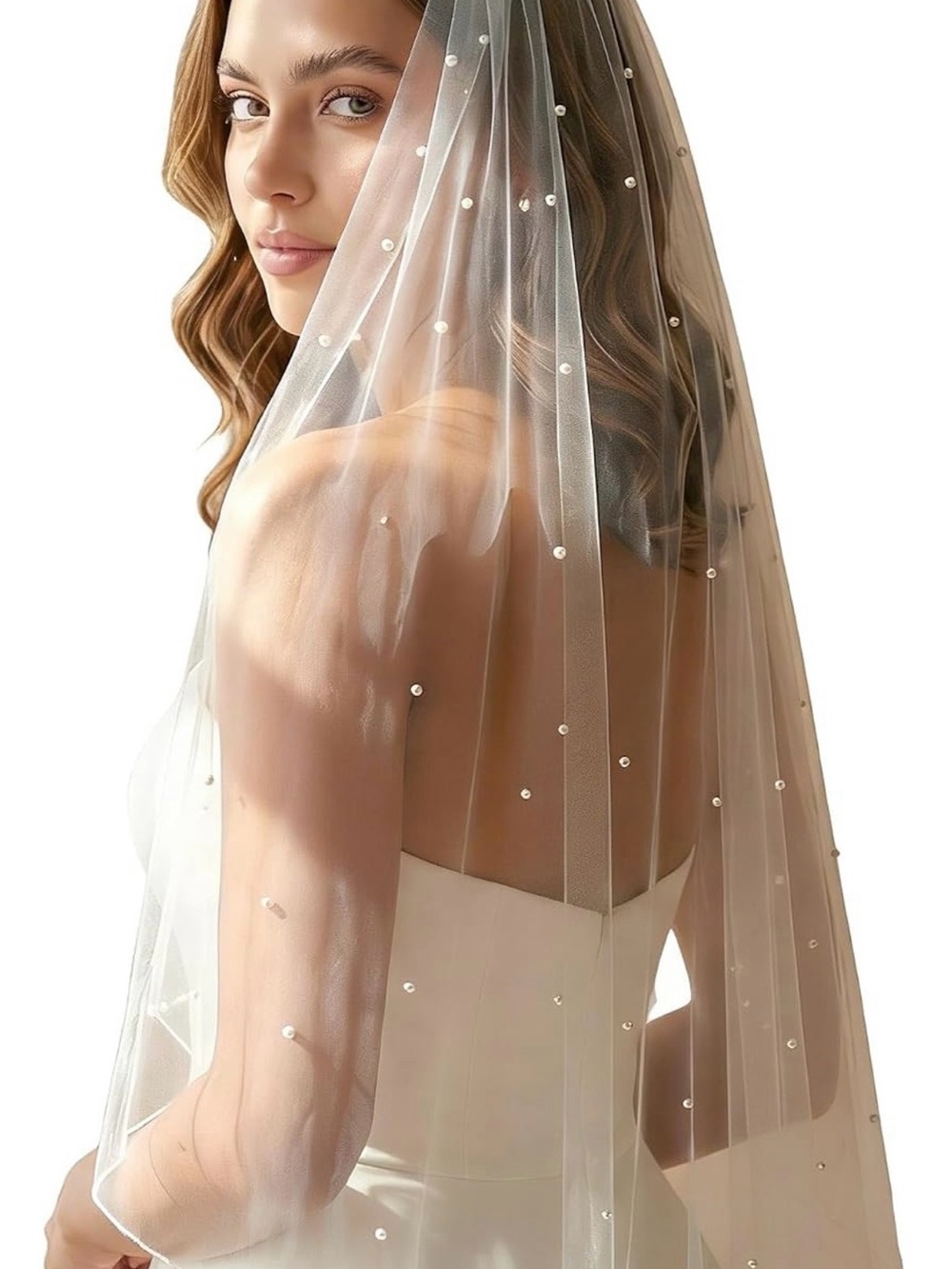 Brand new veil 90 inches with pearls